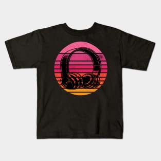 Retro Sunset Headphones Silhouette Kids T-Shirt